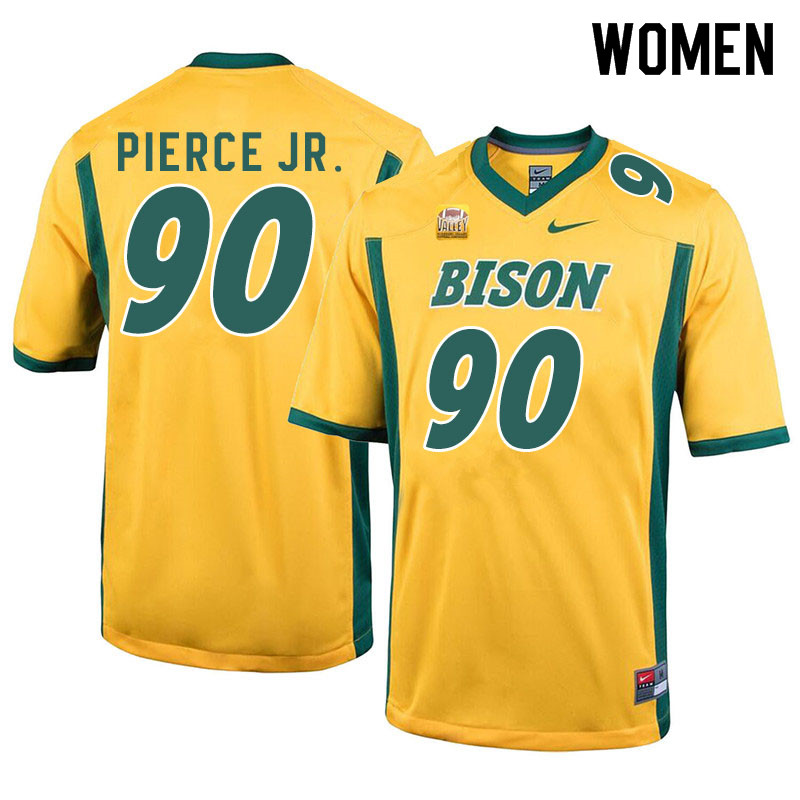Women #90 Tony Pierce Jr. North Dakota State Bison College Football Jerseys Sale-Yellow - Click Image to Close